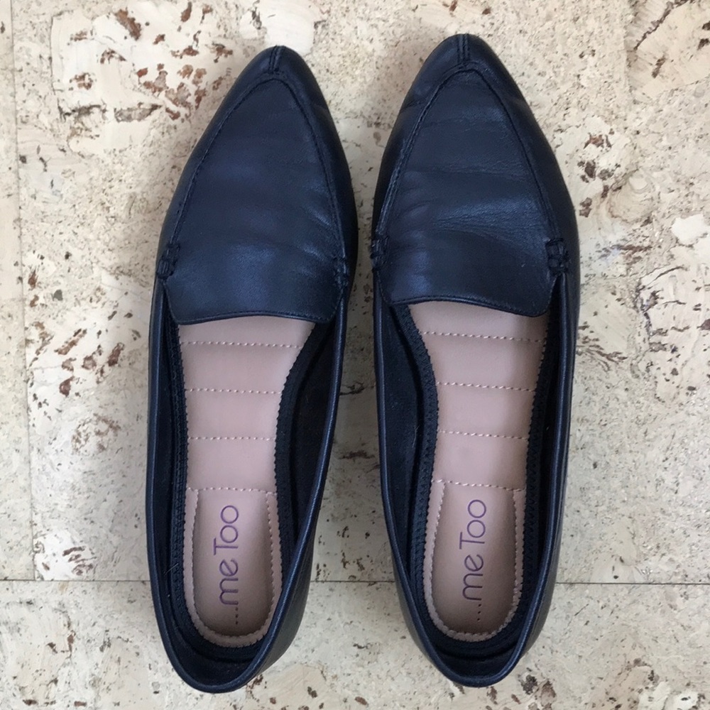 Me Too Cori Black Leather Pointy Flats